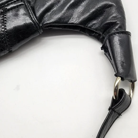 Vintage Fiorelli Black Y2K Patchwork Vinyl Shoulder Bag - Picture 12 of 16